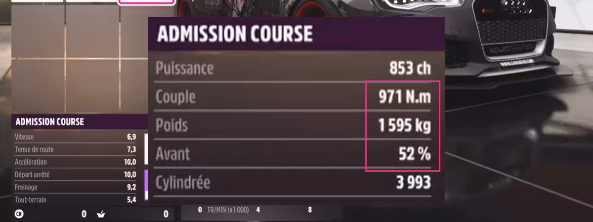 Valeurs importantes Réglages Forza Horizon 5